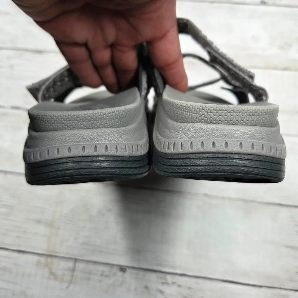 Dansko Rosette Sandals Womens 37‎ Grey Sporty Adjustable Strap Comfort Slides